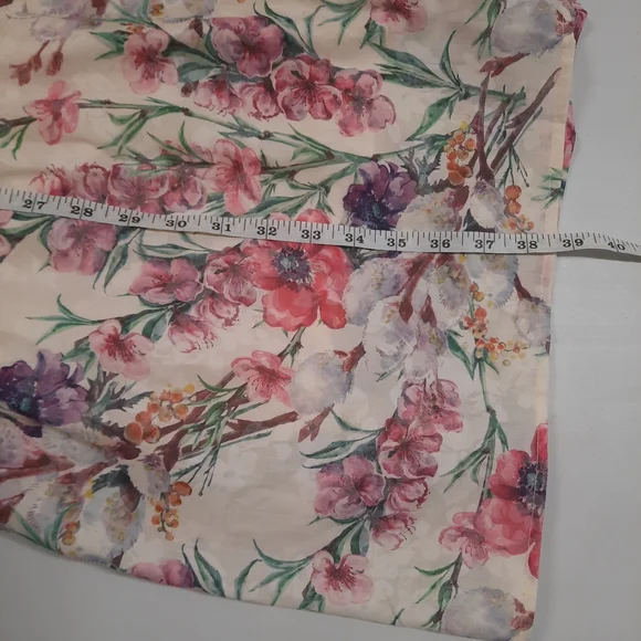 Polagram Cream Floral Puff Sleeve Tiered Mini XL Sonia Dress Side Pockets NWT - Picture 16 of 16